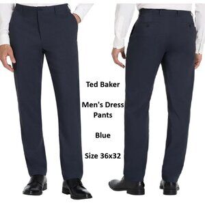 Ted Baker Men's Dress Pants 36x32 Blue Straight Fit Stretch NWOT